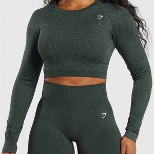 Gymshark Green Long Sleeve Fitted Crop Top